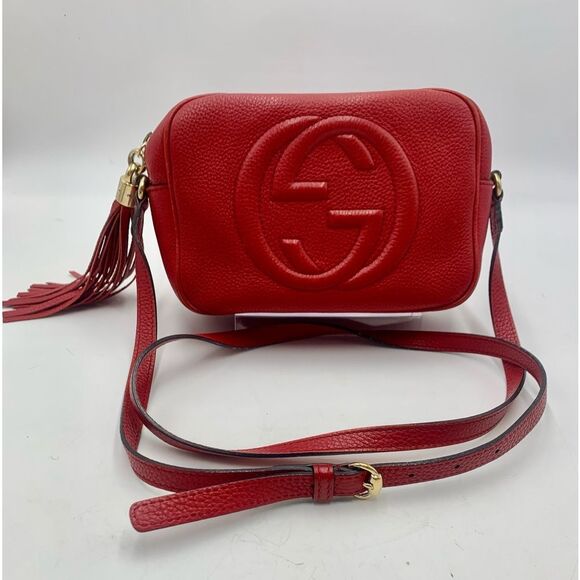 Auth Gucci Tabasco Red Small Soho Disco Crossbody Bag Preloved Purse Excellent - Picture 12 of 16